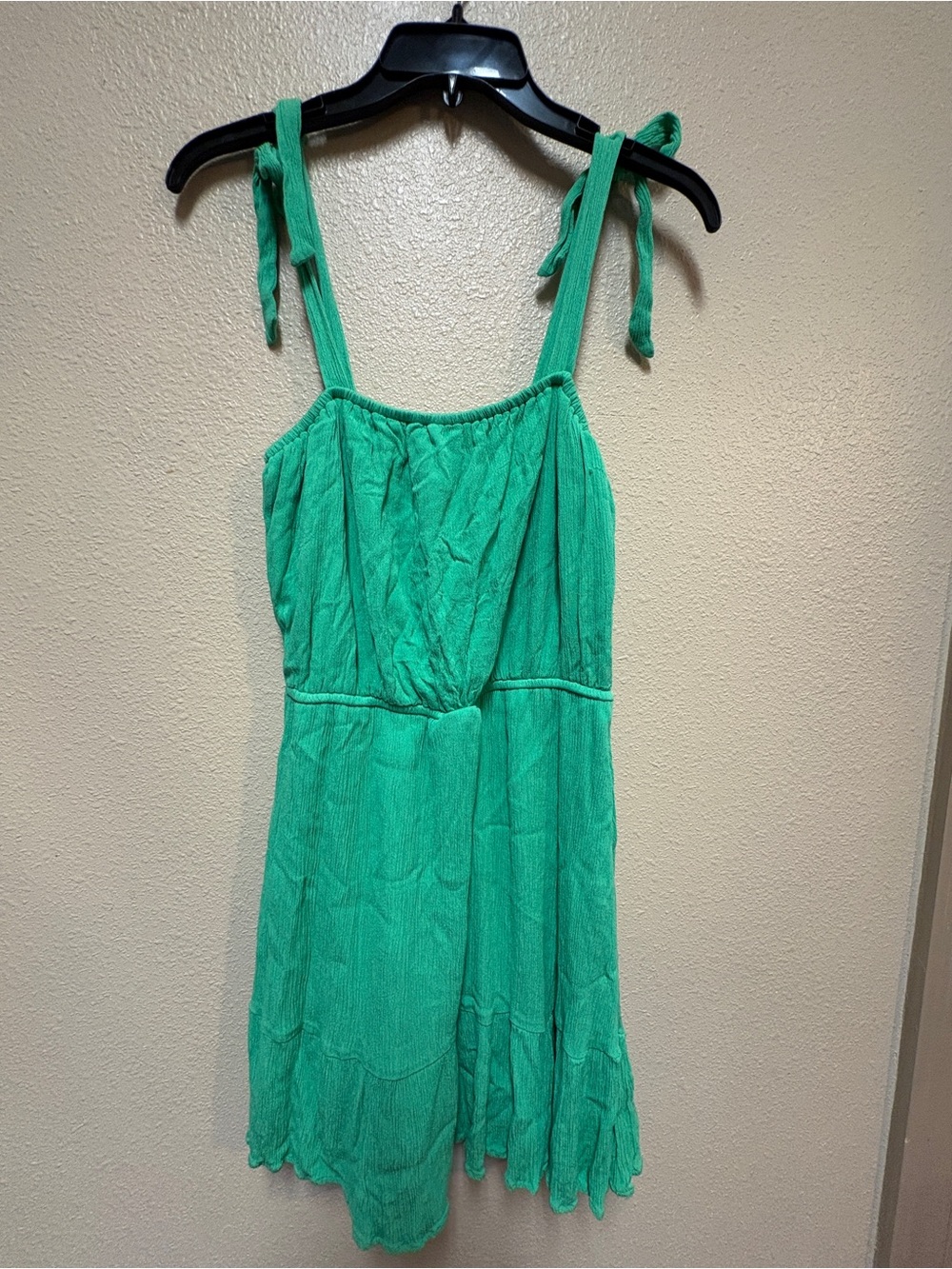 Green Tie-Shoulder Mini Dress